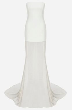 Ila ISABEL-STRAPLESS CHIFFON MAXI DRESS In White NWT Size 34/ US 2
